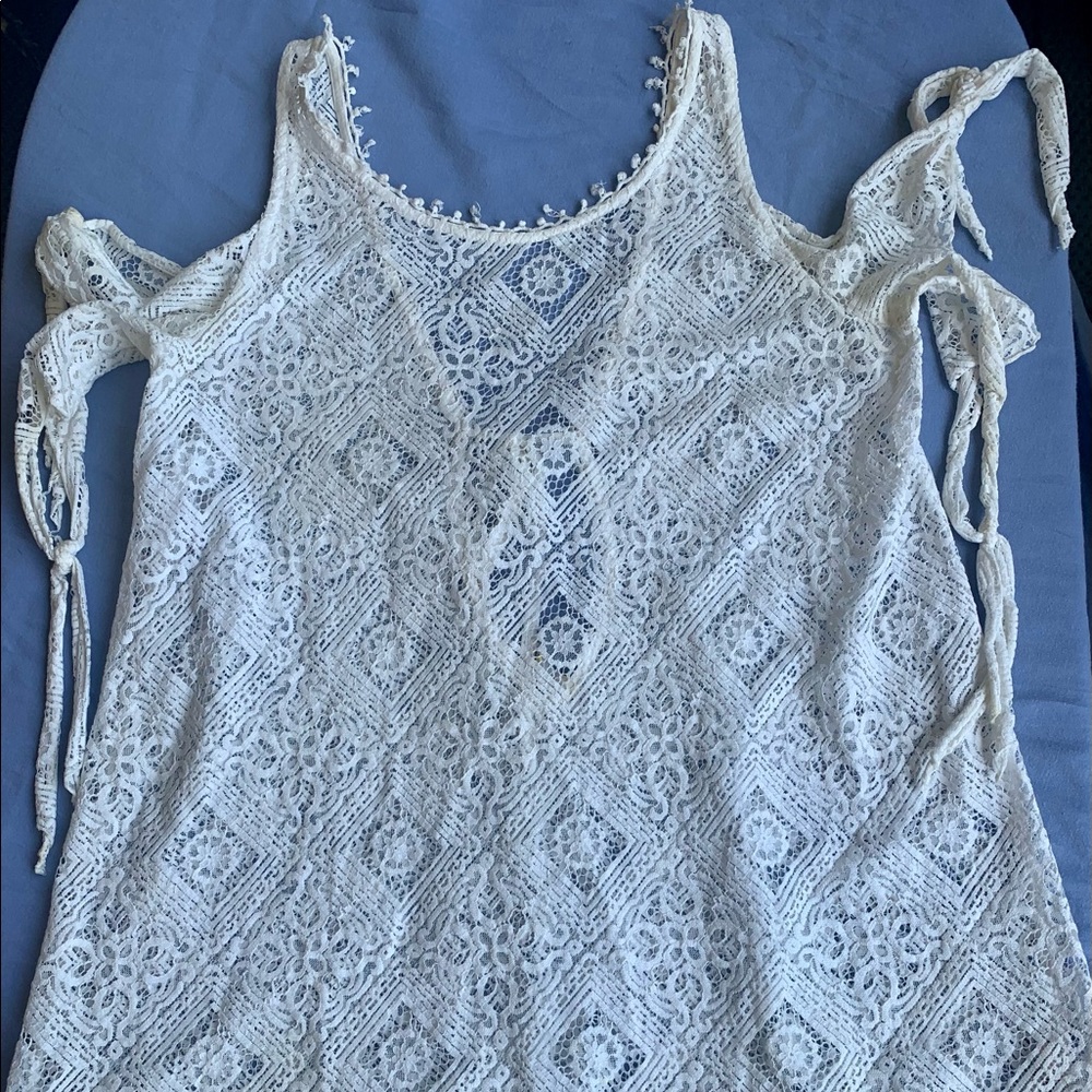 FREE PEOPLE Geo Sand Cold Shoulder Top Ivory SP